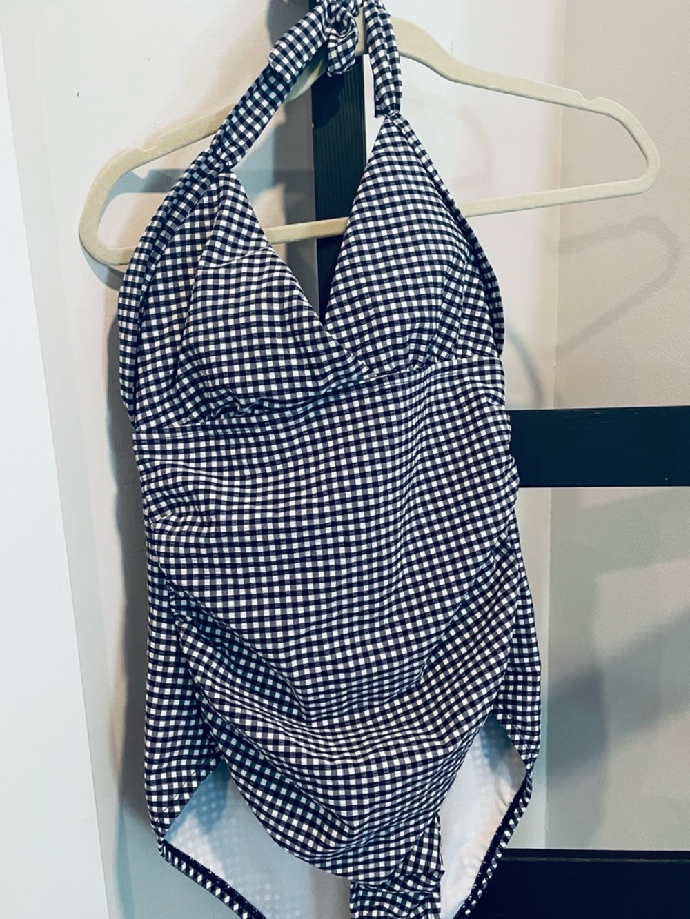 Draper James Black and White Gingham Halter Top. XL